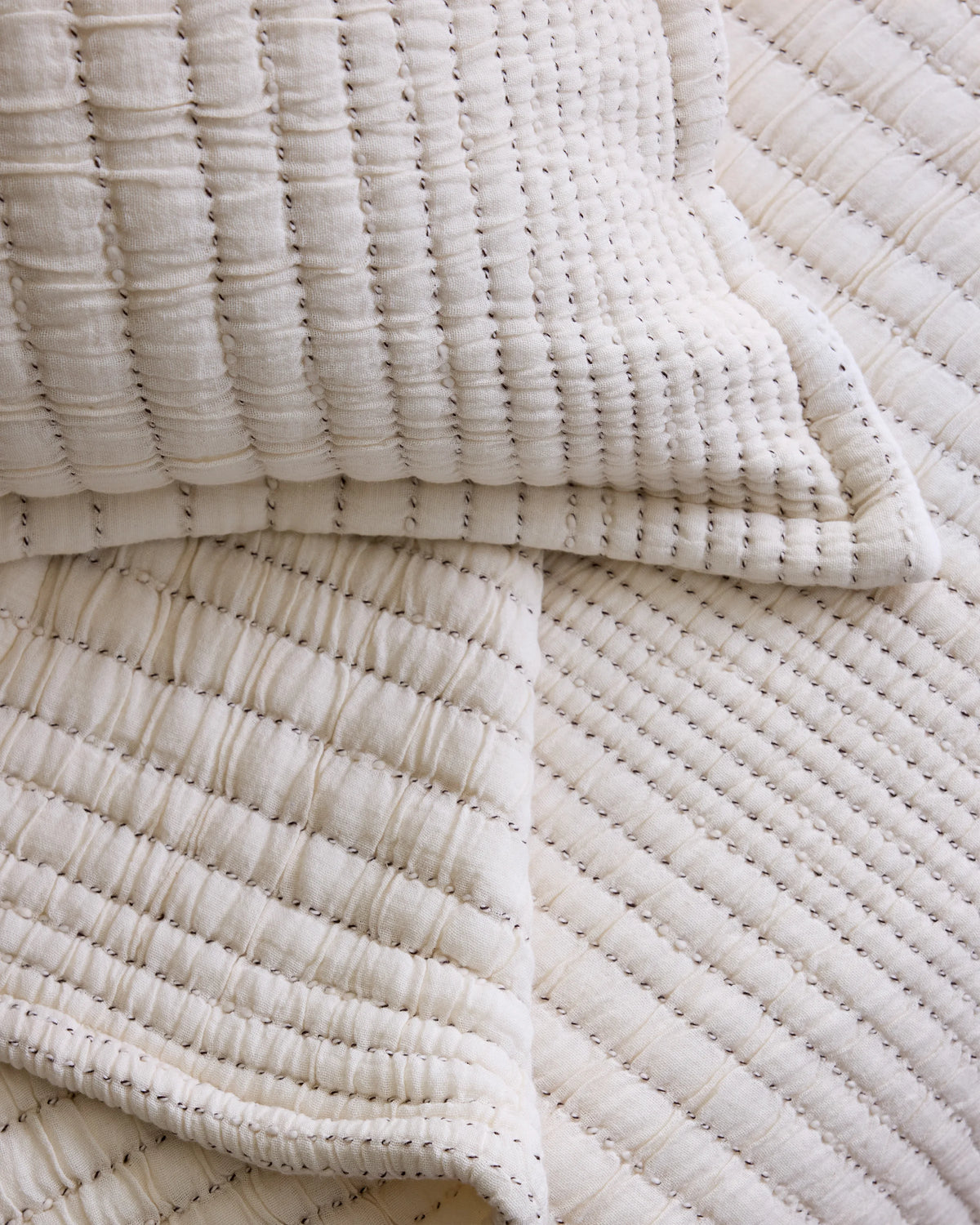 Organic Cotton Channel Stitch Sham Set - Standard / Coral Pink