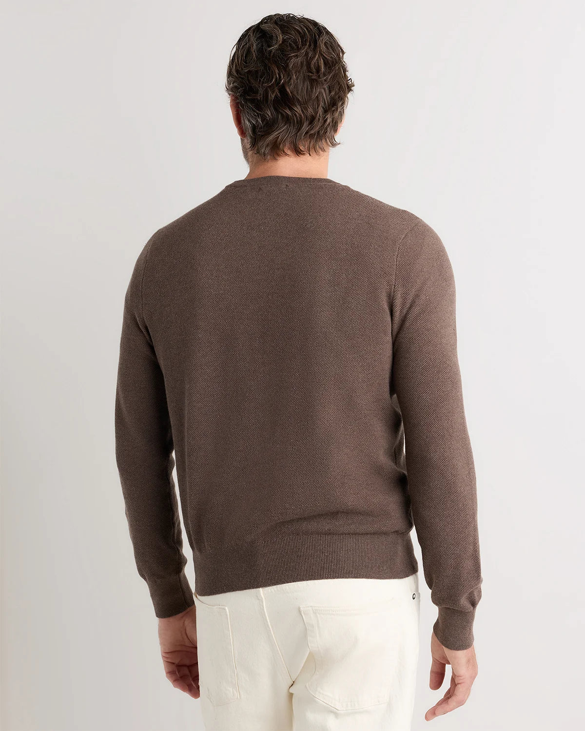 100% Organic Cotton Pique Crewneck Sweater - S / Moonstone Blue