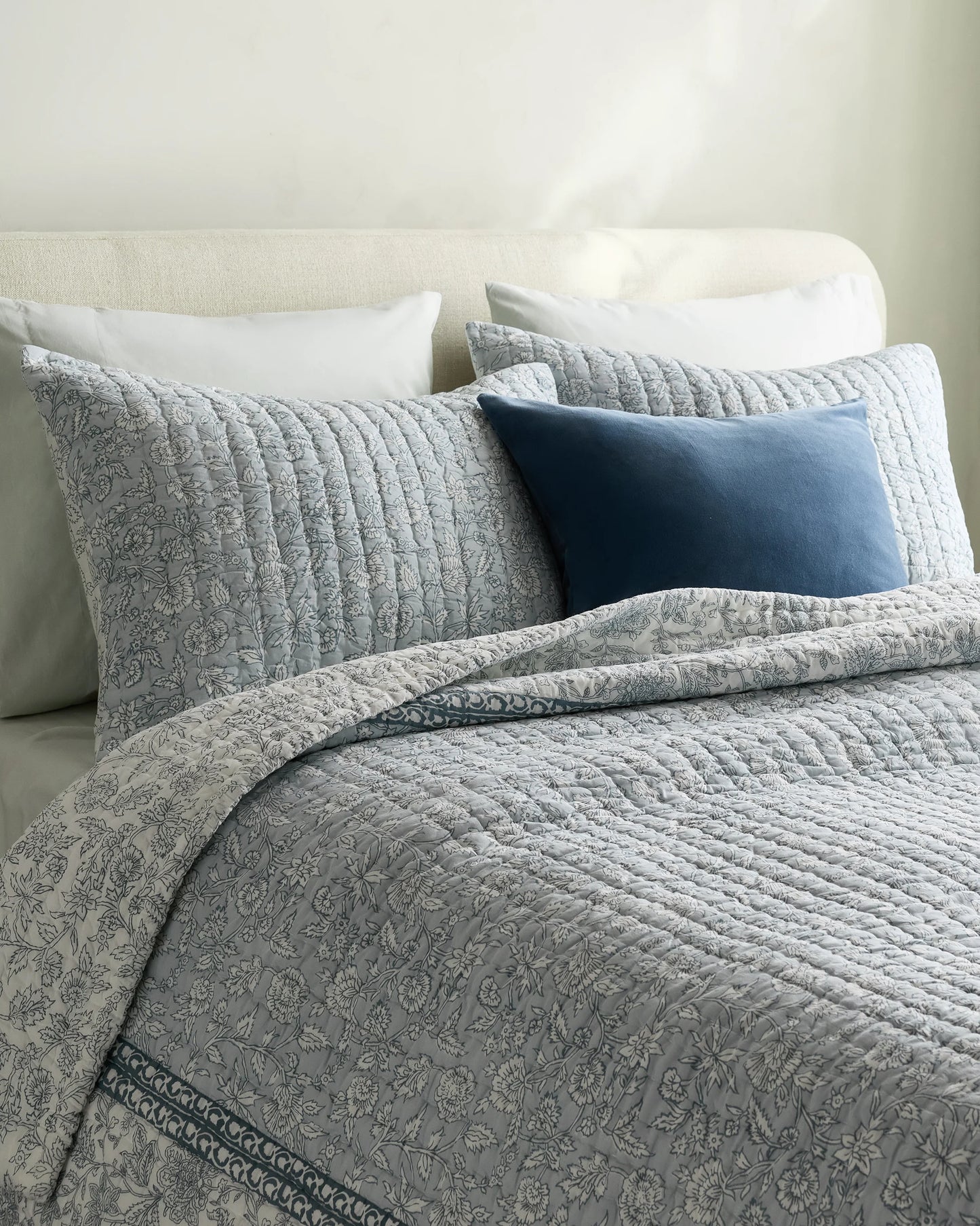 Organic Cotton Block Print Quilt - Twin / Green