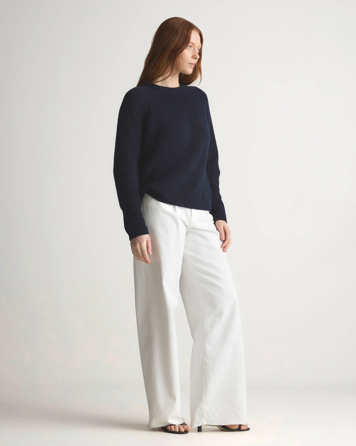 100% Organic Cotton Fisherman Crew Sweater - XS / Sapphire Blue
