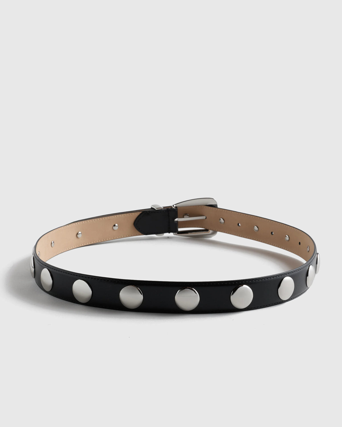 Alyssa European Leather Studded Belt - XS / Black/Silver