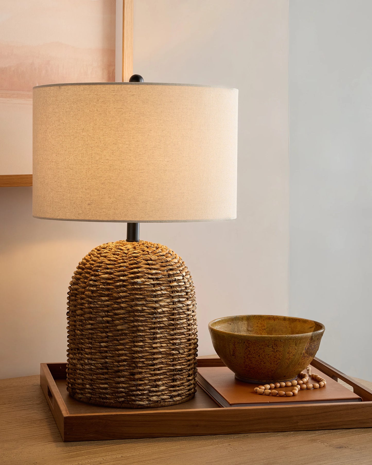 Arched Seagrass Table Lamp - One Size / Brown