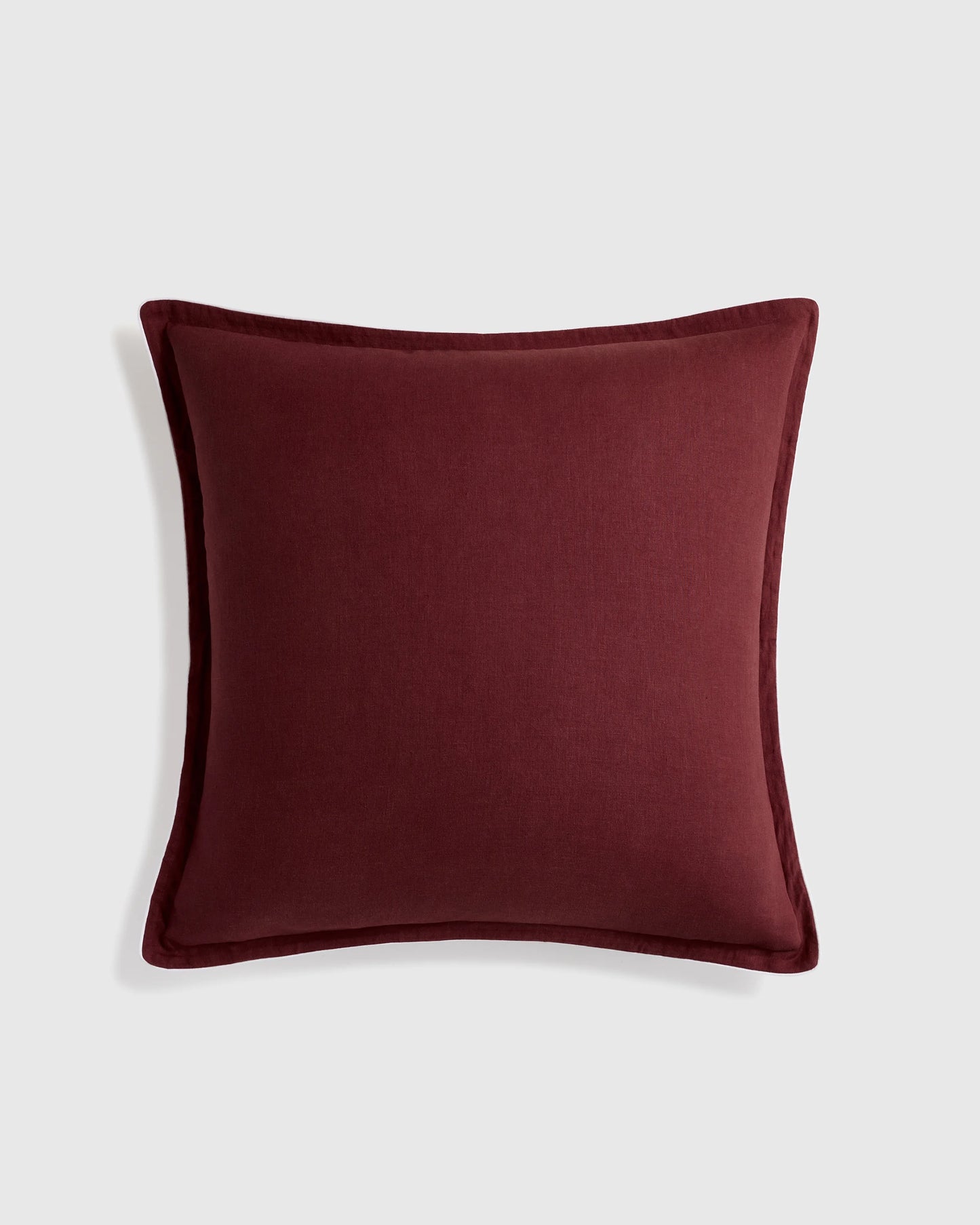 European Linen Piped Euro Sham - Euro / White/Cherry