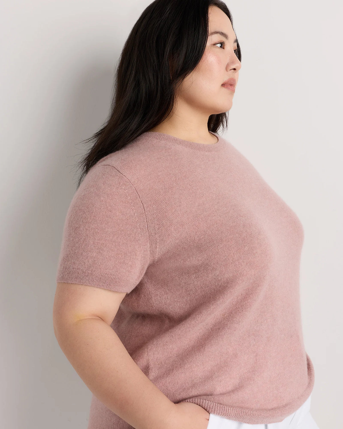 Mongolian Cashmere Tee - 1X / Heather Vintage Pink