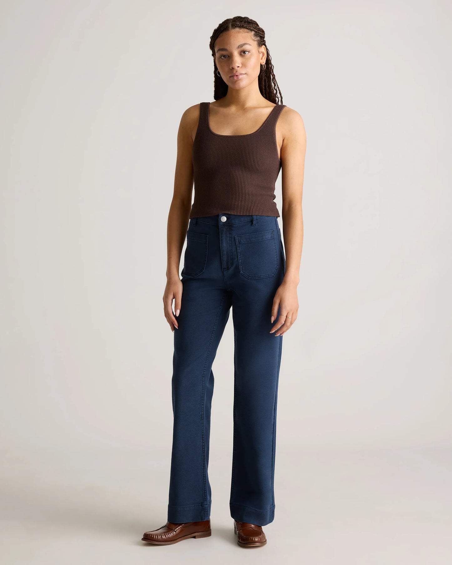 French Terry Wide Leg Pants - 0 / Bayberry Olive