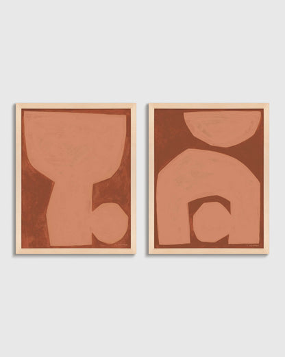 Unit in Terracotta by Michael Kempen (Set of 2) - 21.25"x26.25" / Oak