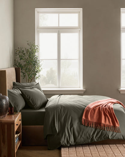 Organic Crisp Percale Duvet Cover - Twin / Ivory