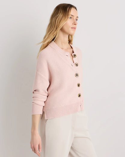 100% Organic Cotton Cropped Cardigan - XS / Heather Brown