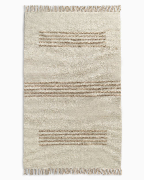 Otto Hand-Knotted Cotton Wool Rug - 3' x 5' / Ivory/Neutral