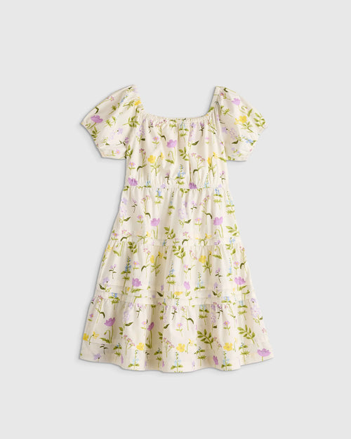 100% Organic Cotton Poplin Tiered Dress - 2T / Wildflower Botanical