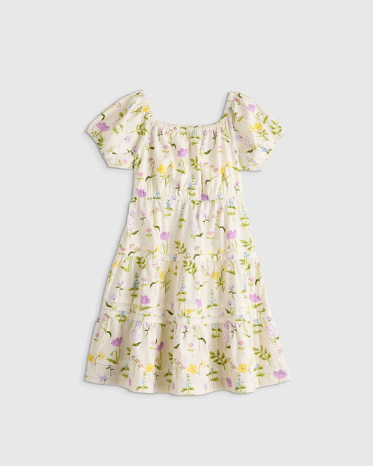 100% Organic Cotton Poplin Tiered Dress - 2T / Wildflower Botanical