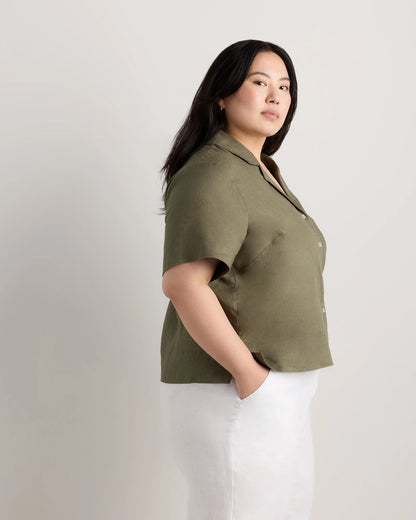 100% European Linen Short Sleeve Shirt - 1X / Flax