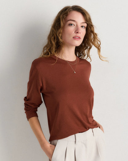 Cotton Modal Relaxed Long Sleeve Tee - XS / Black