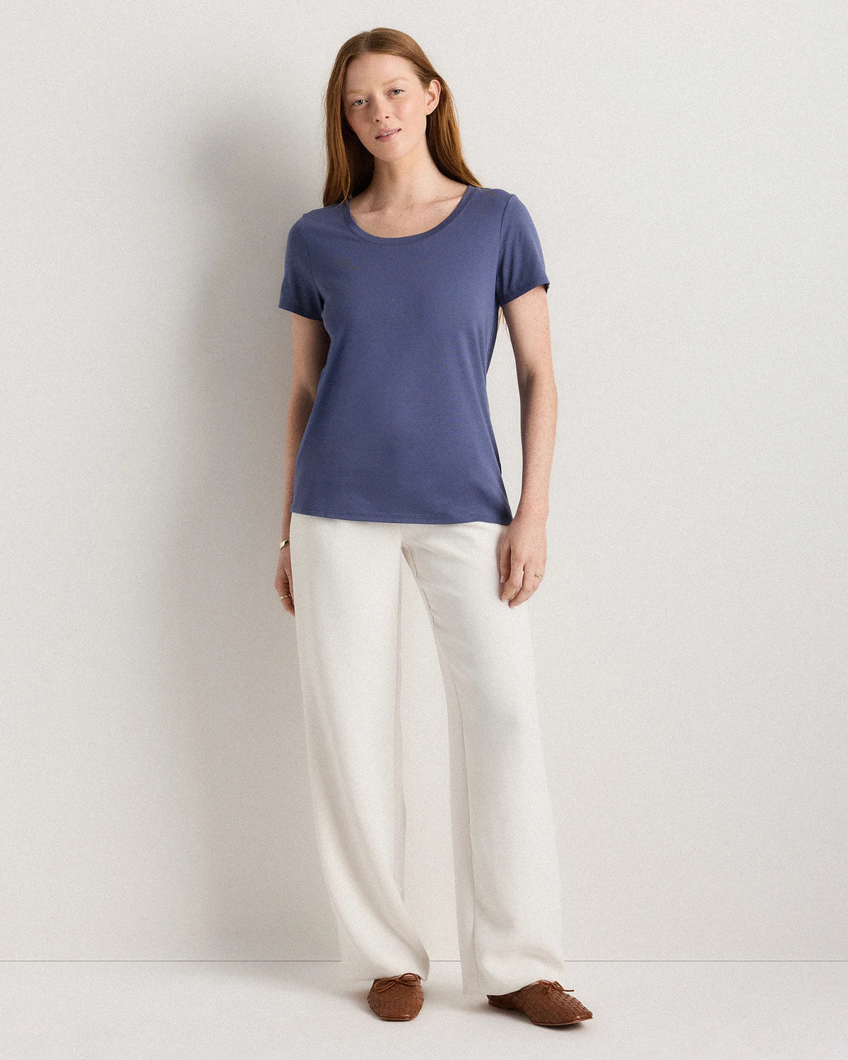 Cotton Modal Scoop Neck Tee - XS / Navy