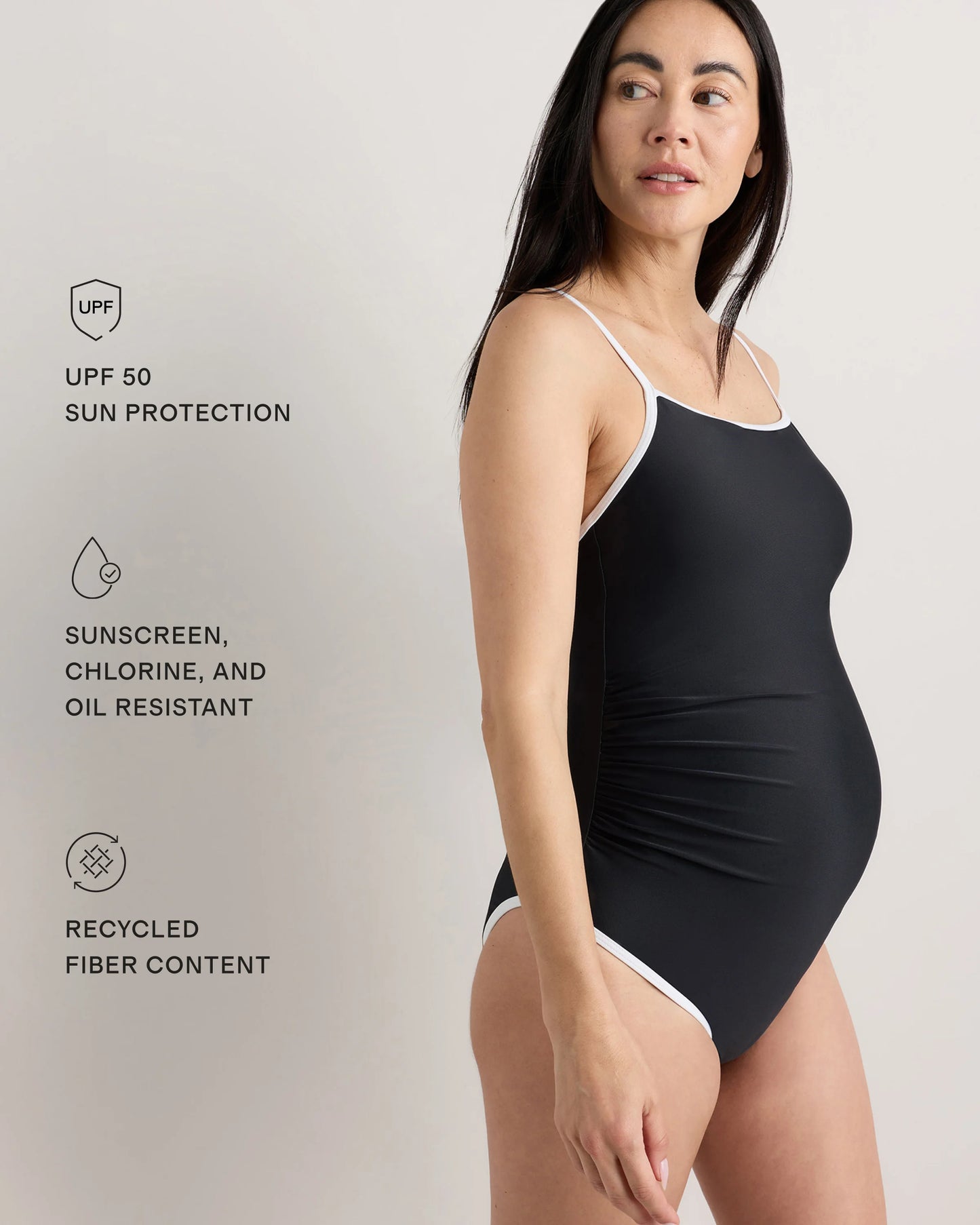 Italian Maternity Square Neck One-Piece Swimsuit - XS / Black/White