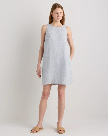 100% European Linen Tank Mini Dress - XS / Deep Navy
