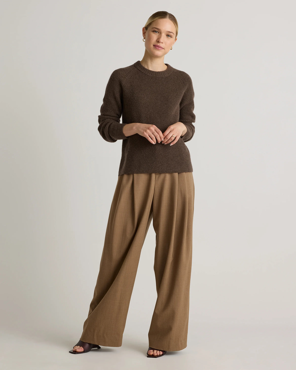 Mongolian Cashmere Fisherman Crewneck Sweater - XS / Teak