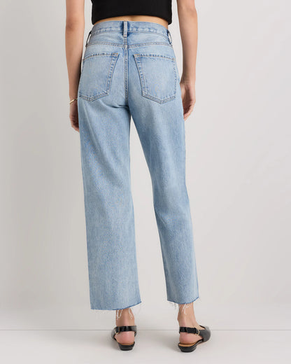 Bella Rigid Straight Jeans - 24 / Powder Blue Raw Hem