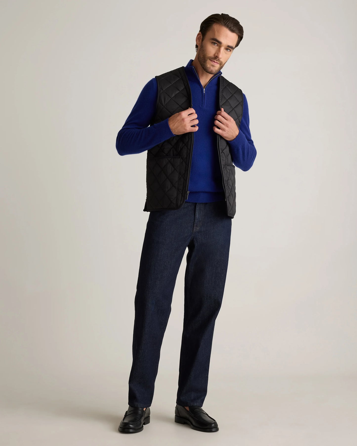 Featherless Quilted Fleece-Lined Liner Vest - S / Black