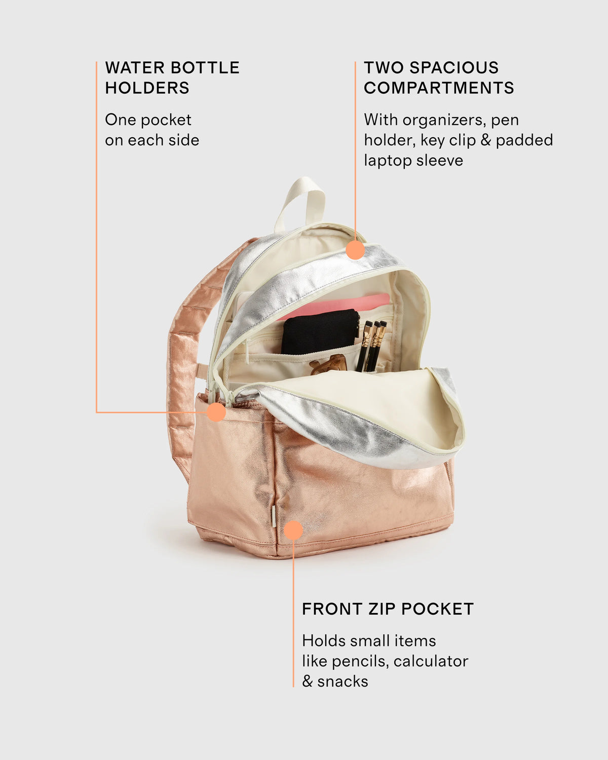 Recycled Double Pocket Backpack - One Size / Rainbow Clouds