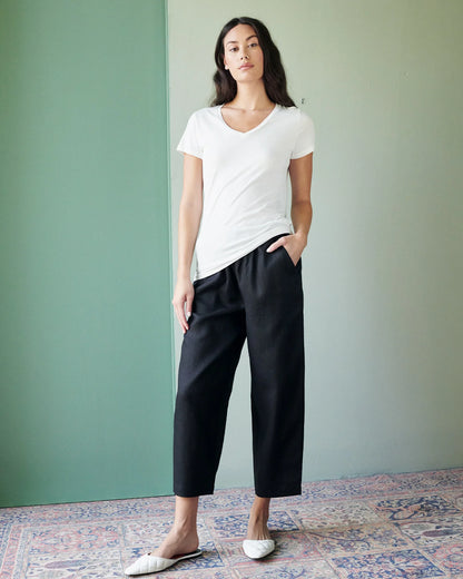 Cotton Modal V-Neck Tee - XS / Navy