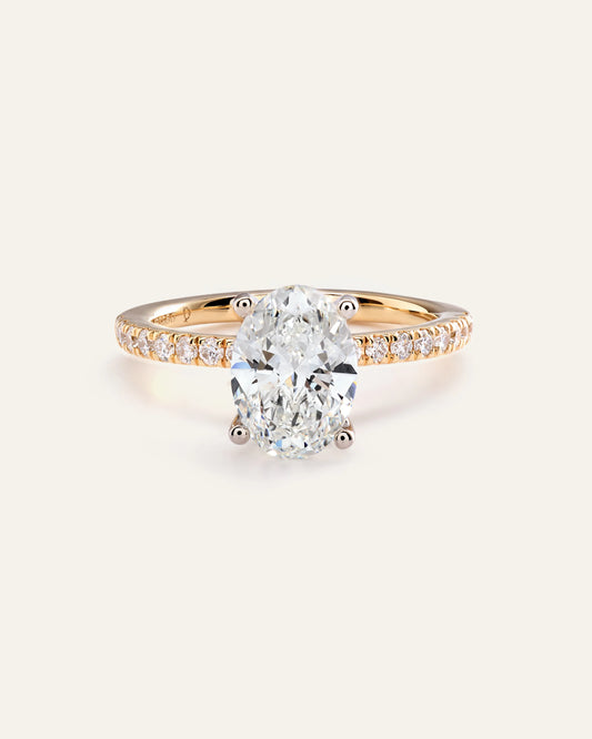Lab Grown Diamond Oval Petite Pave Engagement Ring - 2.5ct - 4 / Yellow Gold