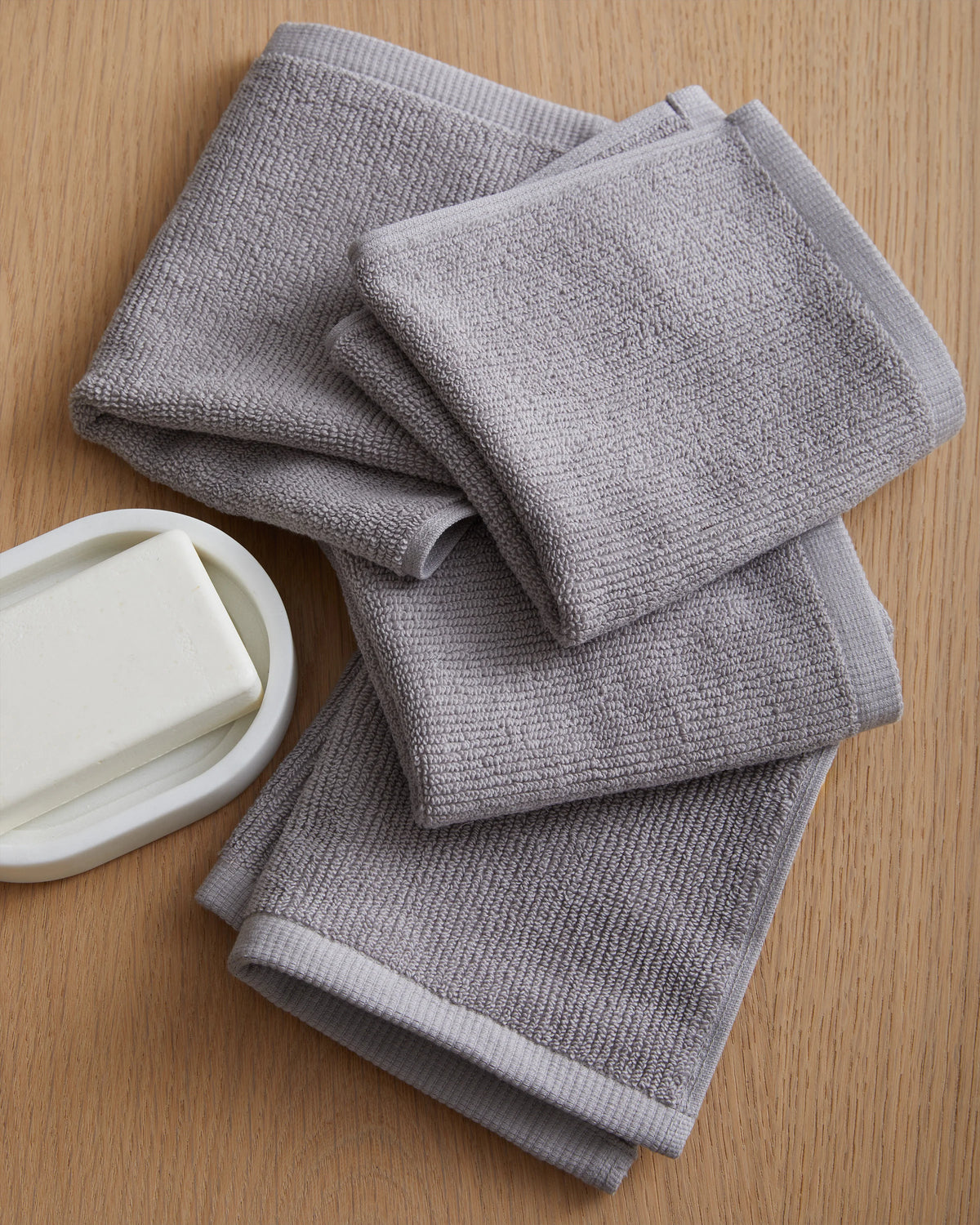 Turkish Ribbed Quick Dry Bath Towel Bundle - One Size / White