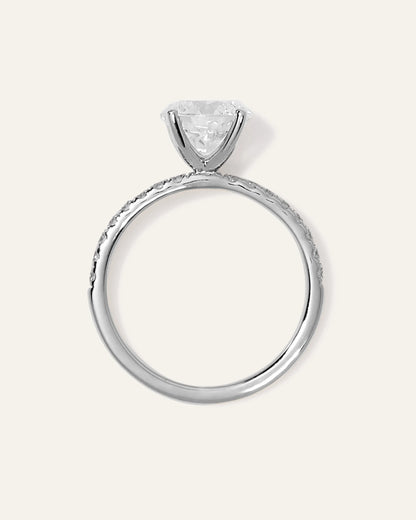 Lab Grown Diamond Round Petite Pave Engagement Ring - 2ct - 4 / Yellow Gold