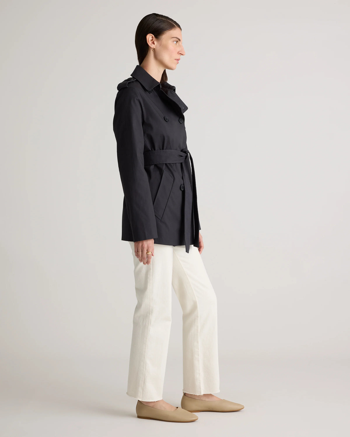 Comfort Stretch Short Trench Coat - XS / Coffee Bean Brown