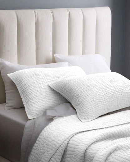 European Linen Cotton Stitch Quilt Set - Twin / Stone