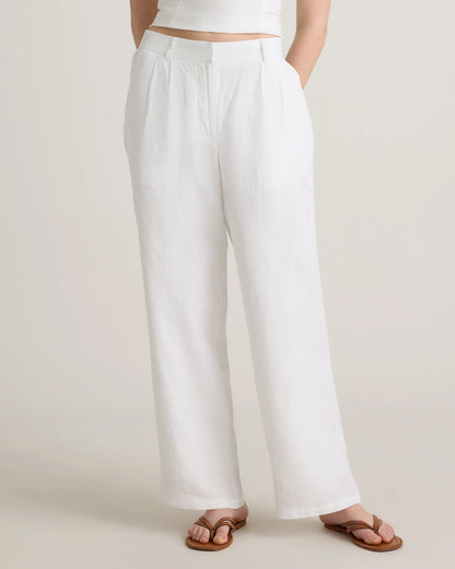 100% European Linen Pleated Trouser - 6 / Deep Navy