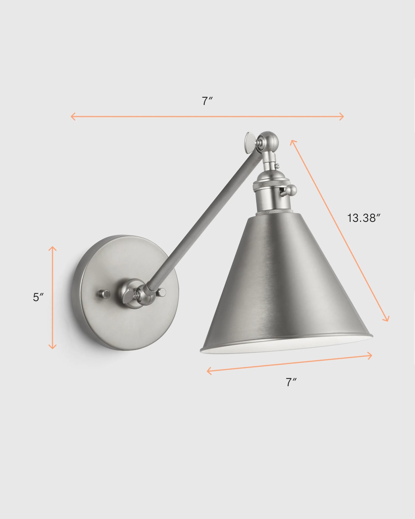 Articulating Single Arm Steel Wall Sconce - One Size / Silver