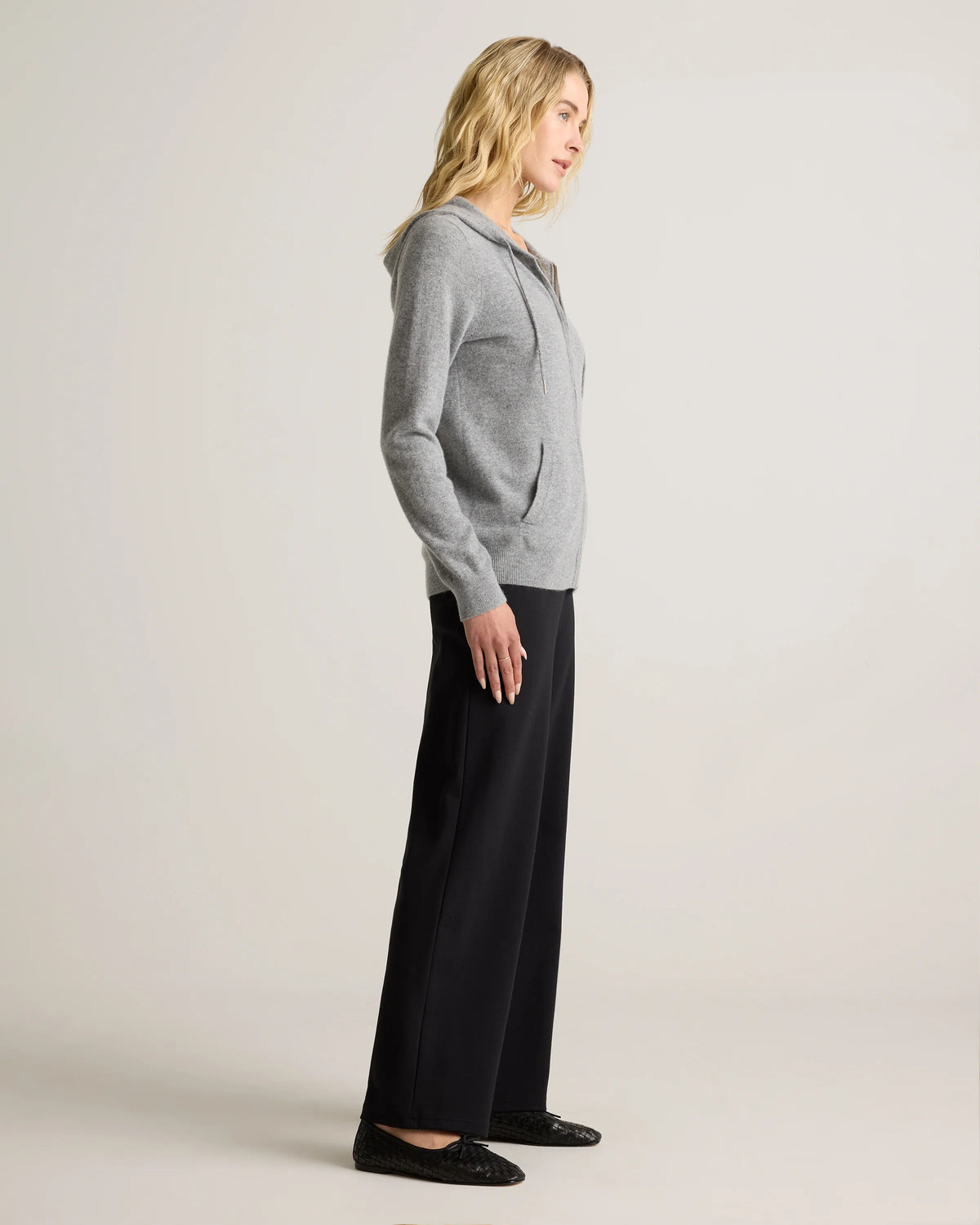 Mongolian Cashmere Full-Zip Hoodie - XS / Heather Grey