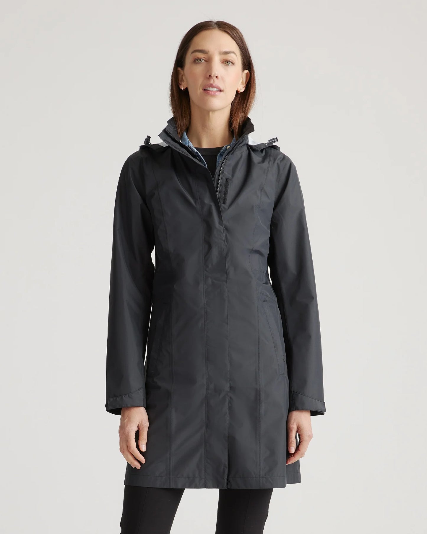 Weather Proof Long Rain Shell Jacket - XS / Ink Blue