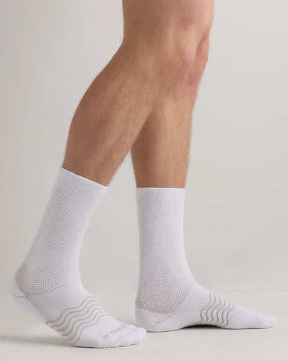 Everyday Cotton Targeted Stretch Crew Socks (4-Pack) - S / White