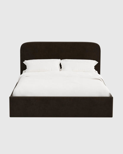Curved Bed in Performance Velvet - Full / Walnut