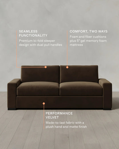 Stillman Sleeper Sofa in Performance Velvet - Queen / Java
