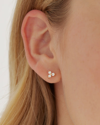 White Sapphire Triad Studs - One Size / Gold Vermeil