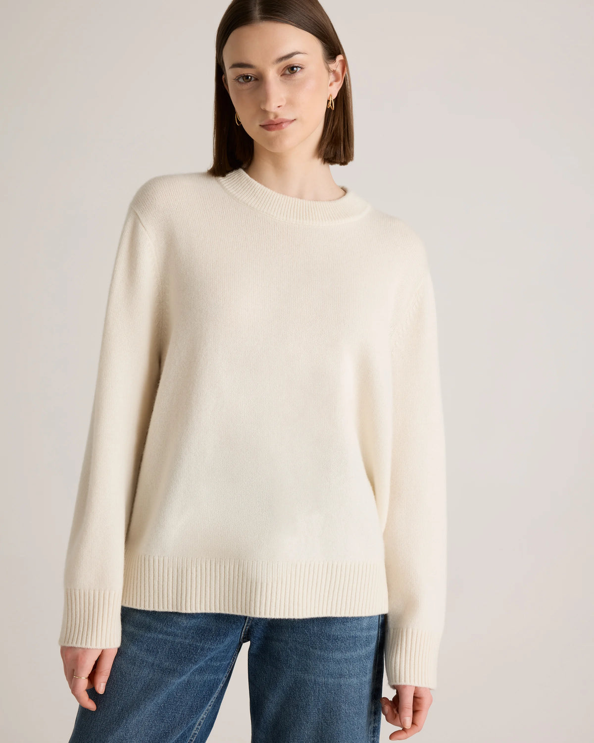 Mongolian Cashmere Oversized Crewneck Sweater - XS / Brown