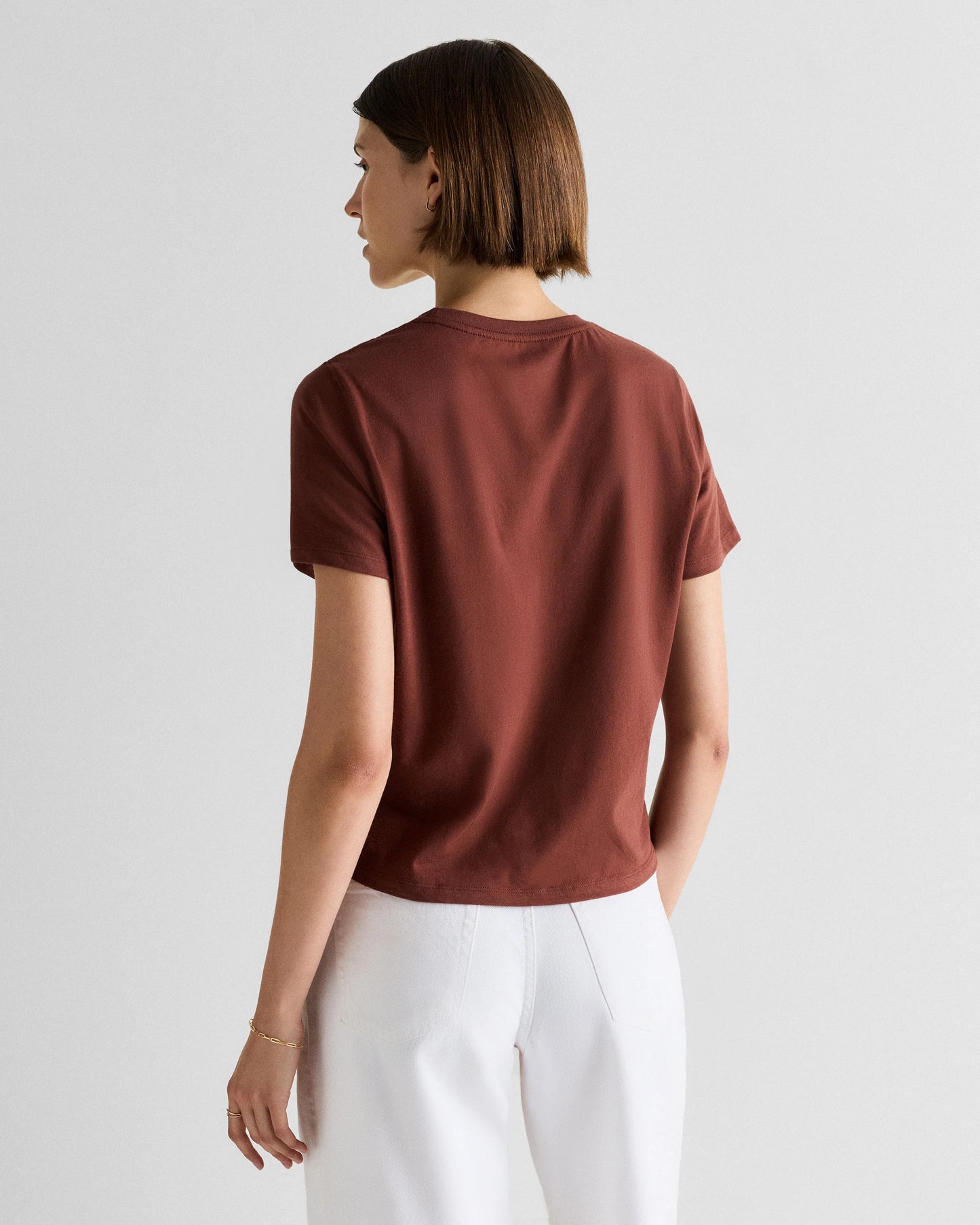 100% Organic Cotton Boxy Crewneck Tee - XS / Shell Pink