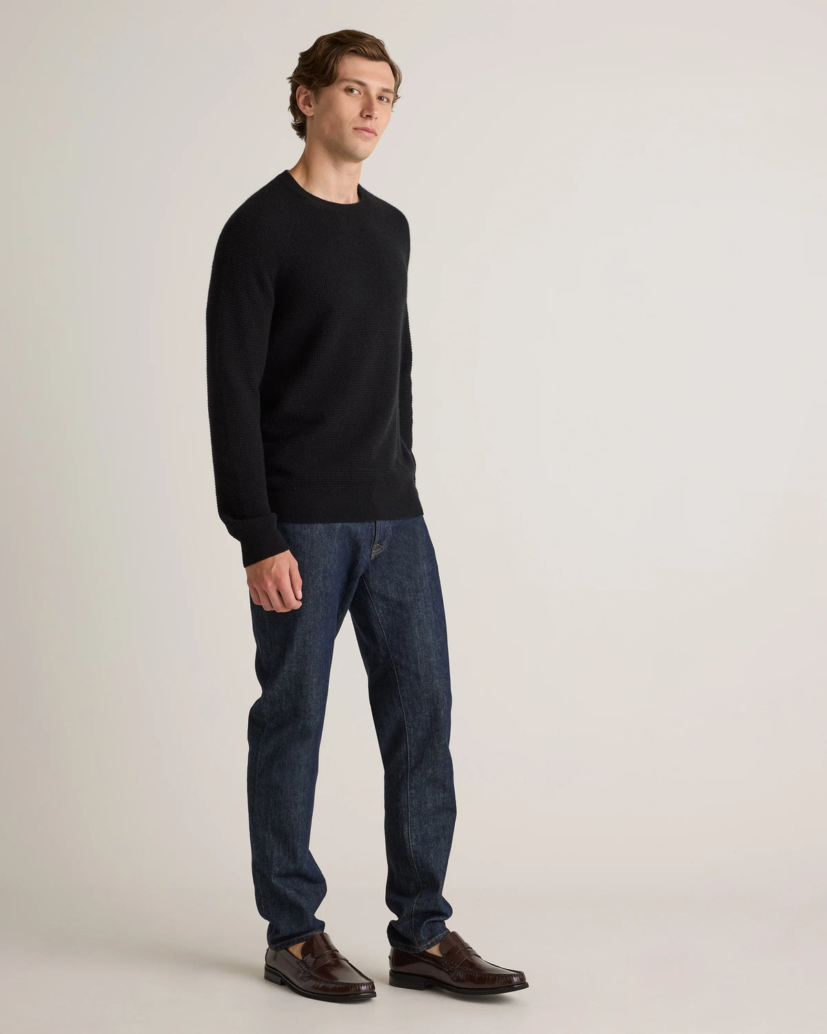 Mongolian Cashmere Waffle Sweatshirt - S / Faded Denim