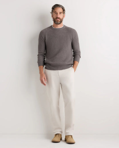 Mongolian Cashmere Fisherman Crewneck Sweater - S / Navy Marl