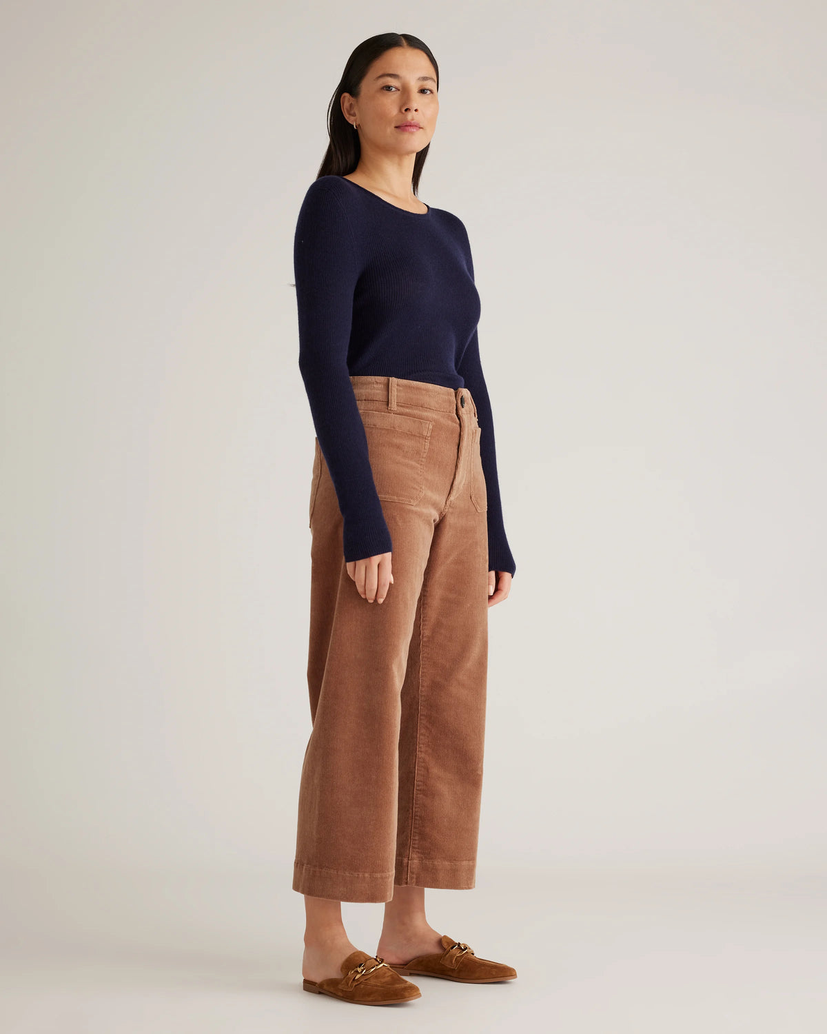 Featherweight Cashmere Ribbed Crewneck Sweater - XS / Charcoal