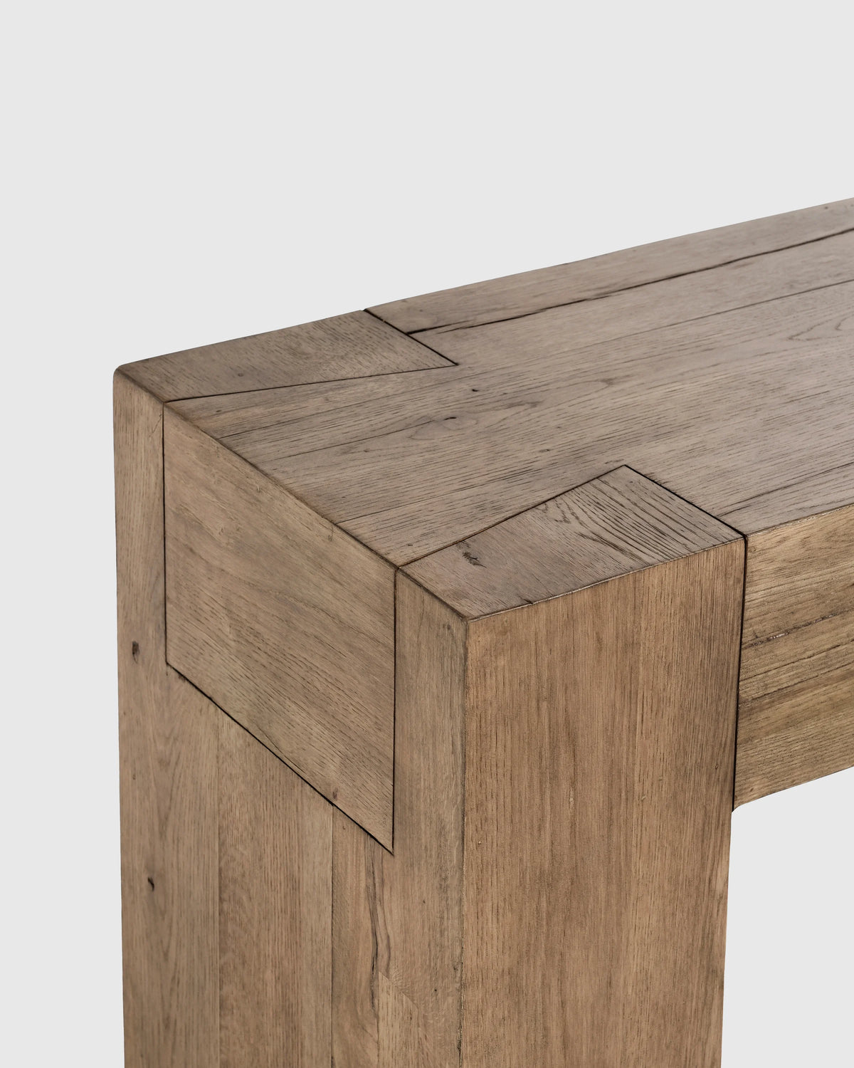 Reclaimed Oak Waterfall Console Table - One Size / Weathered Oak