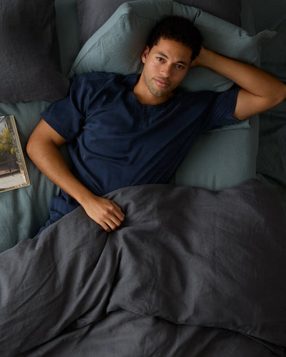 European Linen Duvet Cover Set - Twin / Peach
