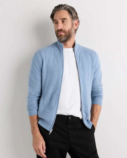 Mongolian Cashmere Full Zip Sweater - S / Teak