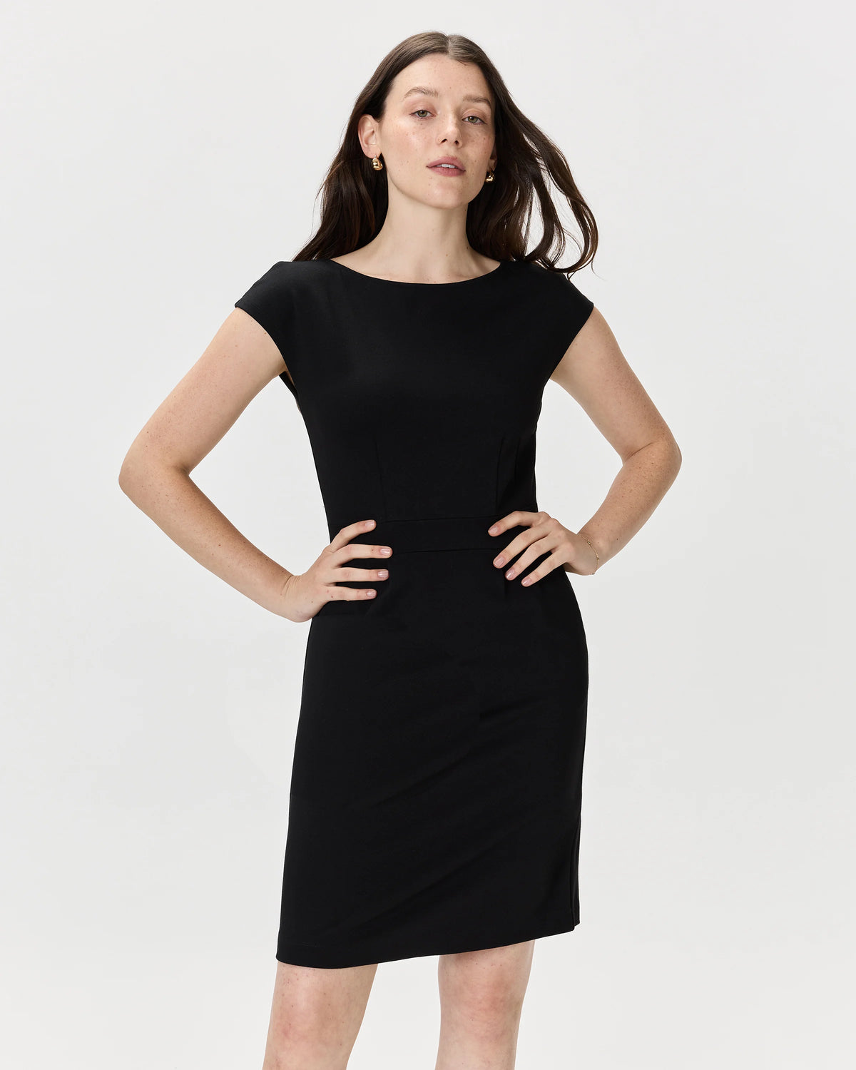 Ultra-Stretch Ponte Cap Sleeve Dress - XS / Ruby Red