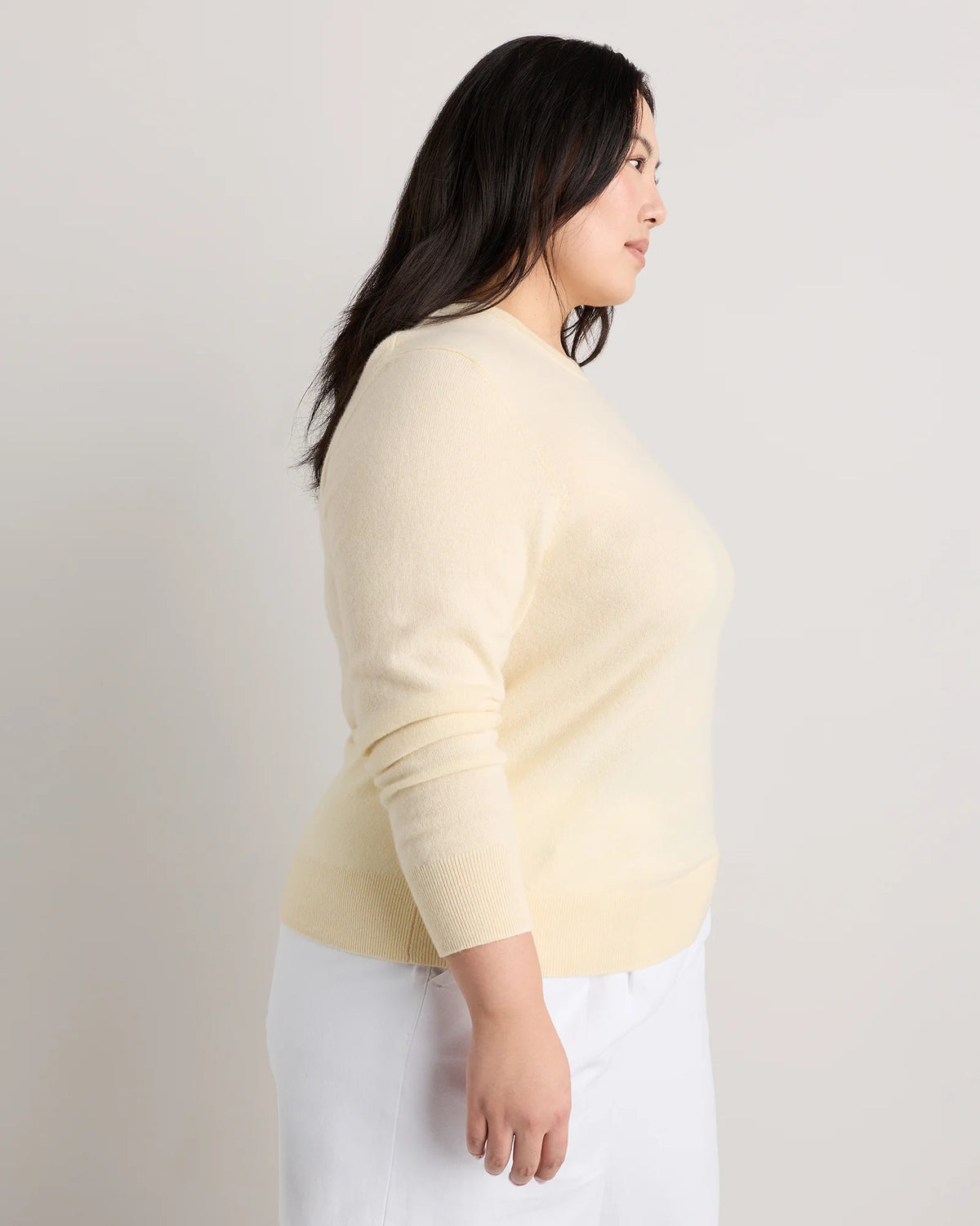 Mongolian Cashmere Crewneck Sweater - 1X / Pale Custard Yellow