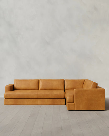 Sierra Curved Arm L Sectional in Leather - Right Arm / Auburn
