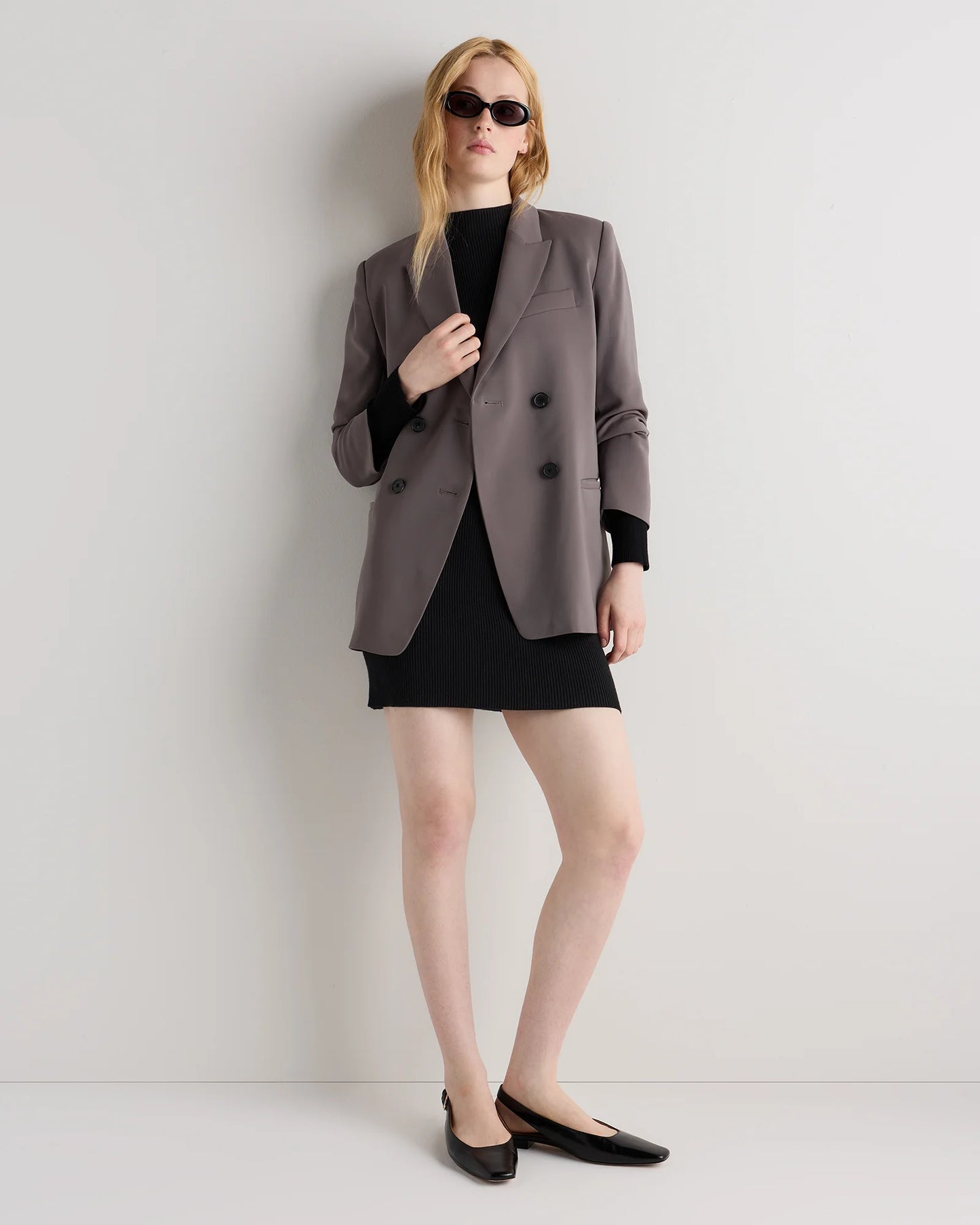Cotton Cashmere Mock Neck Mini Dress - XS / Mocha Heather